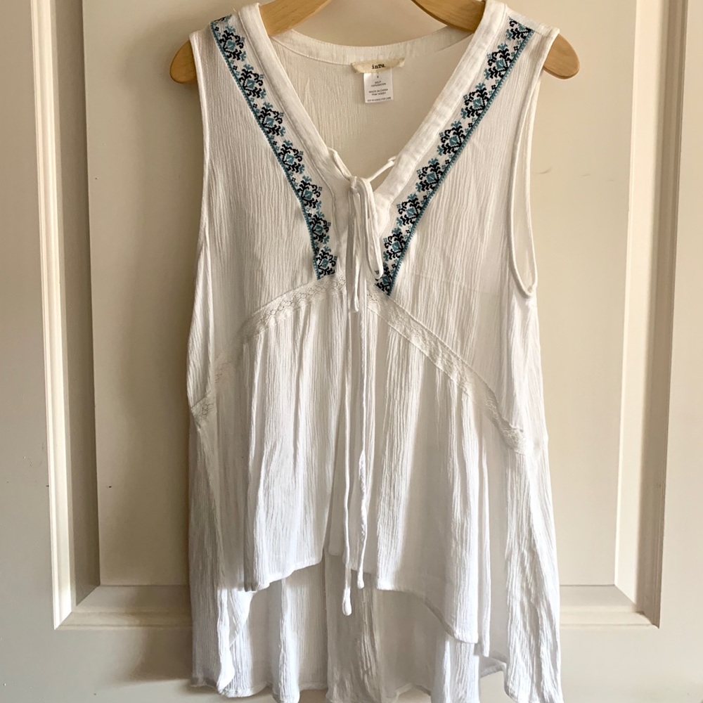 Tunic Length Embroidered Tank Top